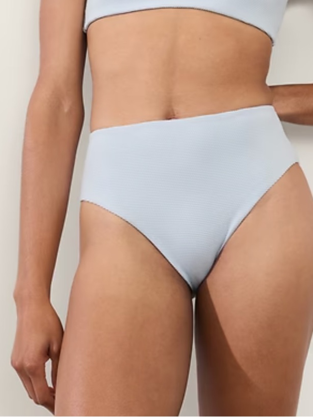 Athleta Pique High Waist Bikini Bottoms - Light Blue